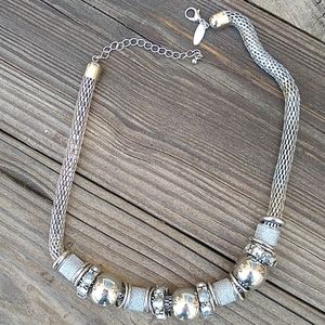 Silver tone choker necklace by NY